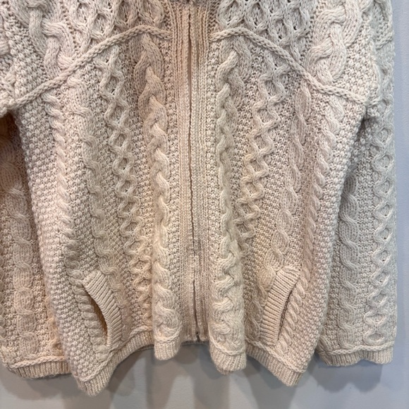 Aran Crafts Merino Wool Double Collar Full Zip Cardigan Sweater Women’s Medium - Picture 6 of 14
